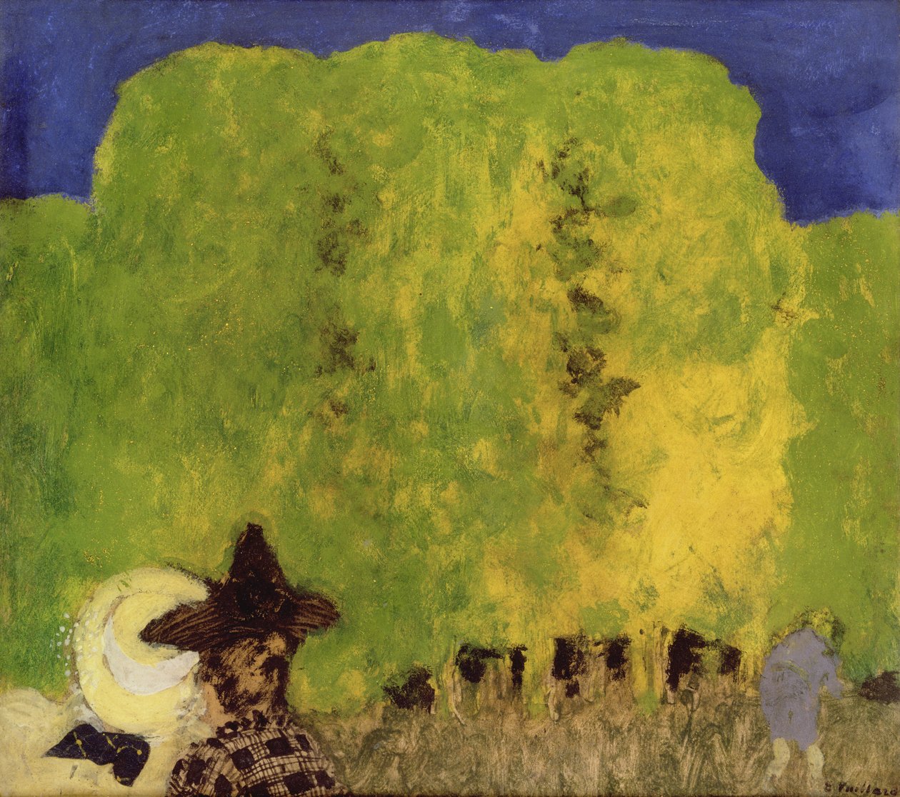 Duas mulheres em uma paisagem, 1895 (óleo sobre papel) de Edouard Vuillard
