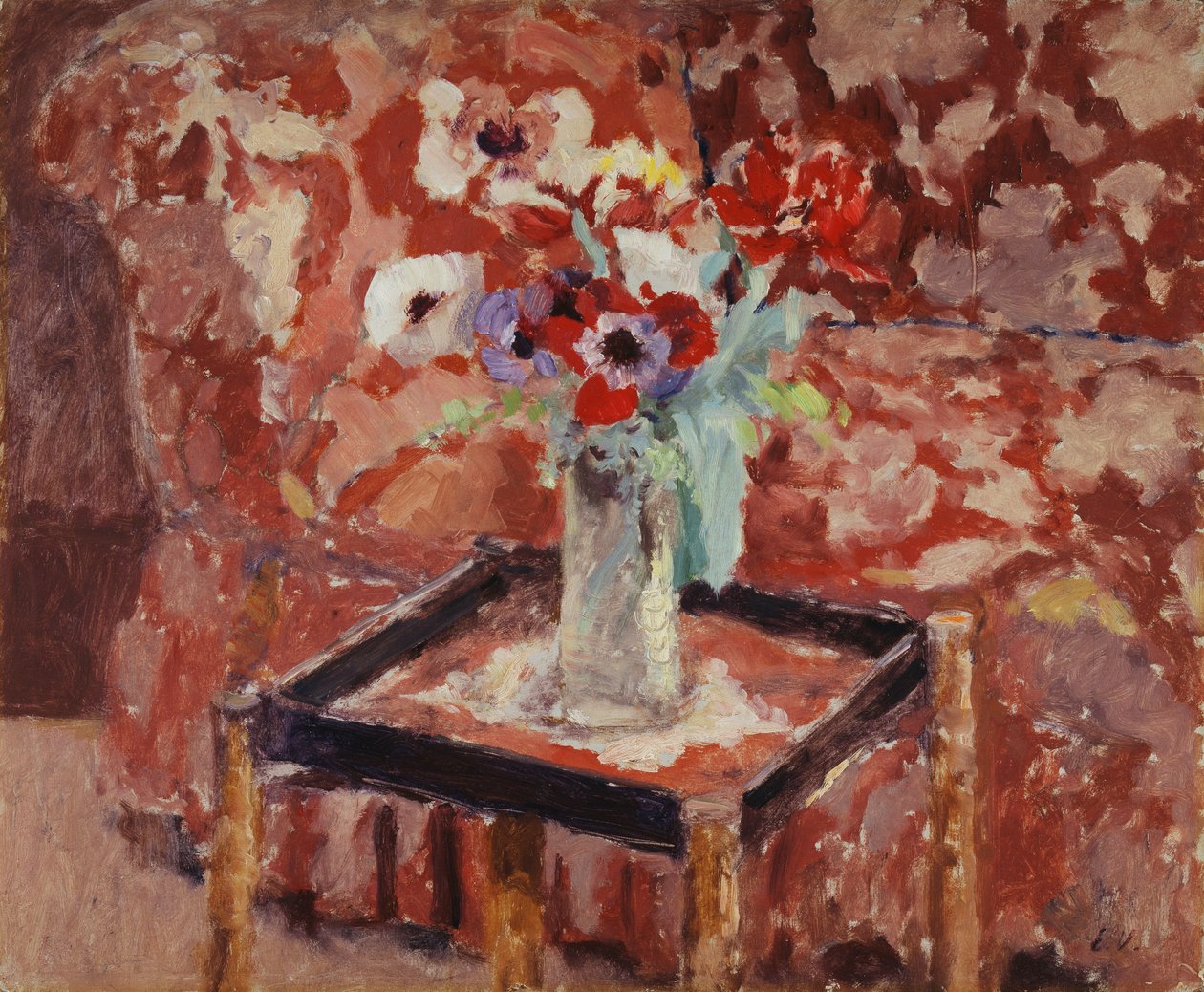 Vaso de anêmonas sobre uma mesa, c.1906 de Edouard Vuillard