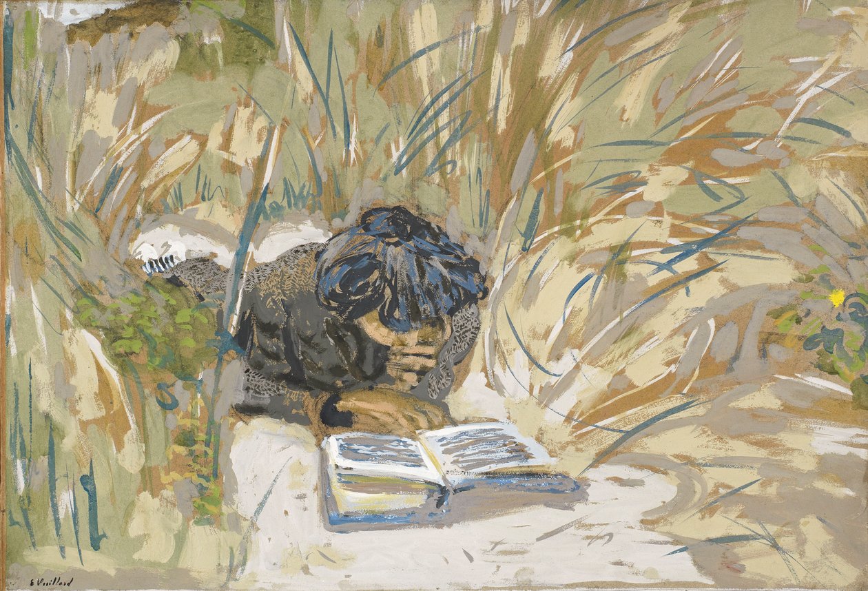 Mulher lendo, c.1909 (cinomose no papel) de Edouard Vuillard