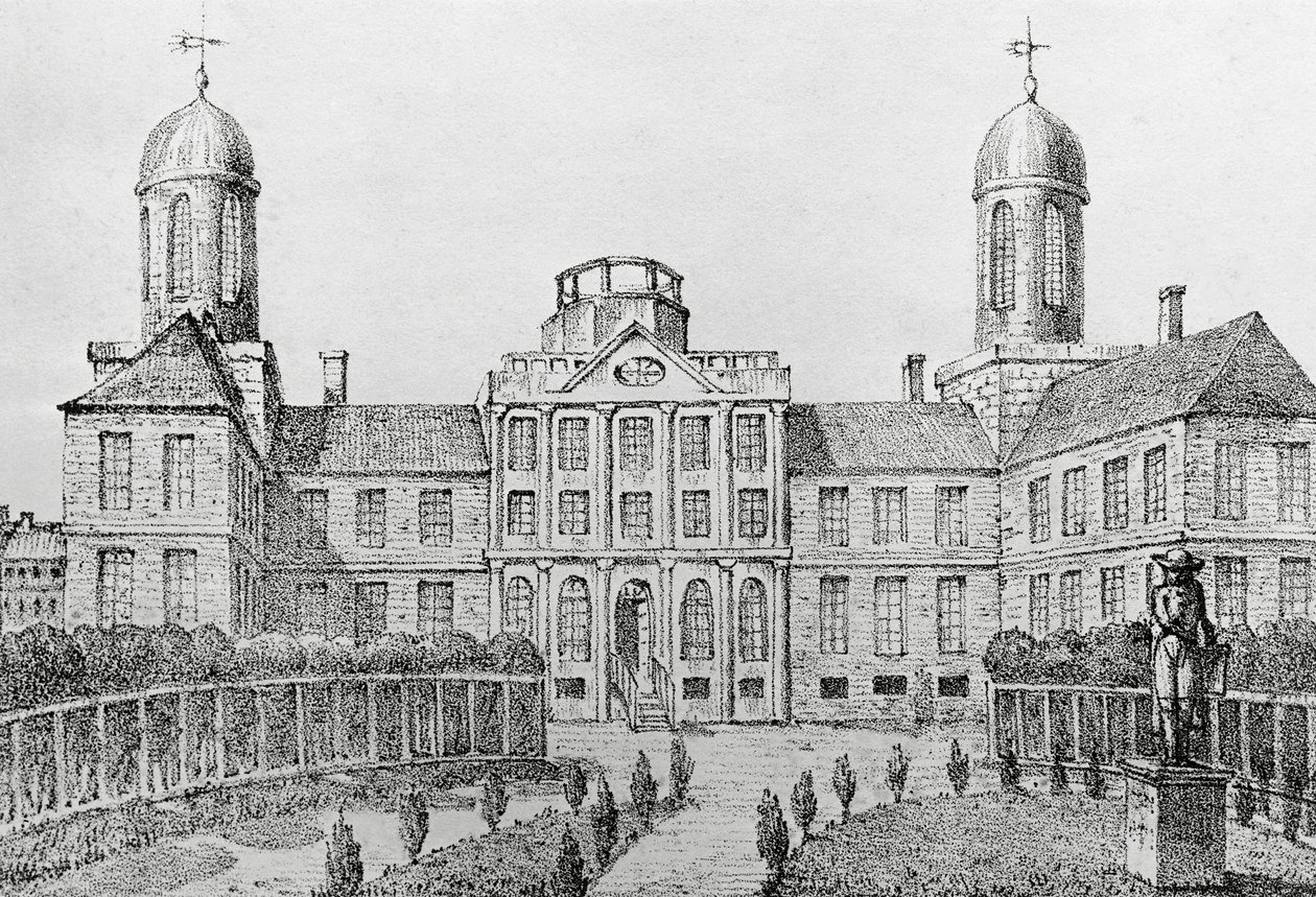 Hospital em Filadélfia, Estados Unidos da América, litografia de Edouard de Montule (1792-1828) de Voyage para a América, Itália, Sicília e Egipto de Edouard de Montule