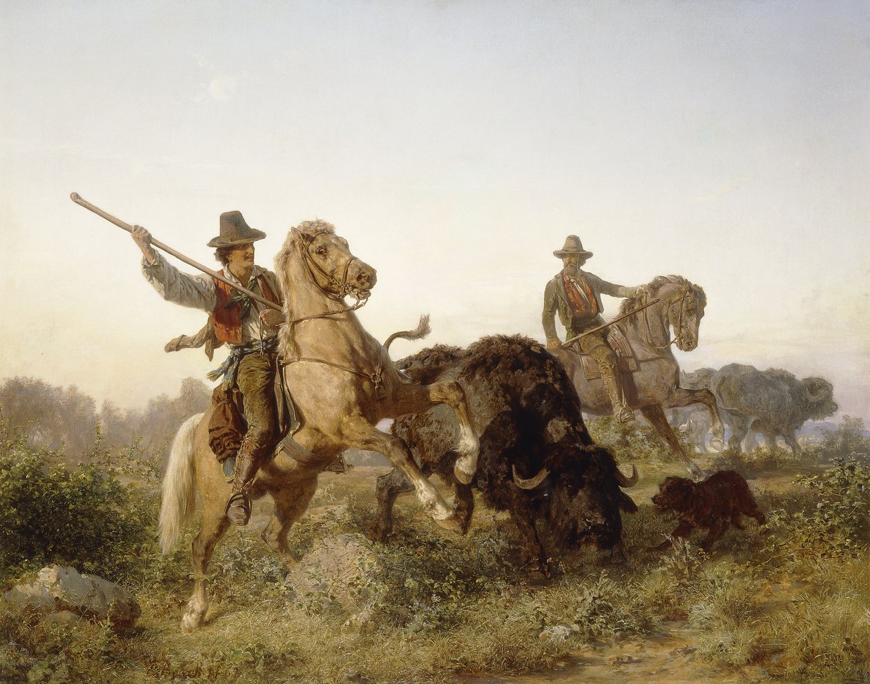 Reunião de búfalo de água, 1862 de Edouard van den Bosch