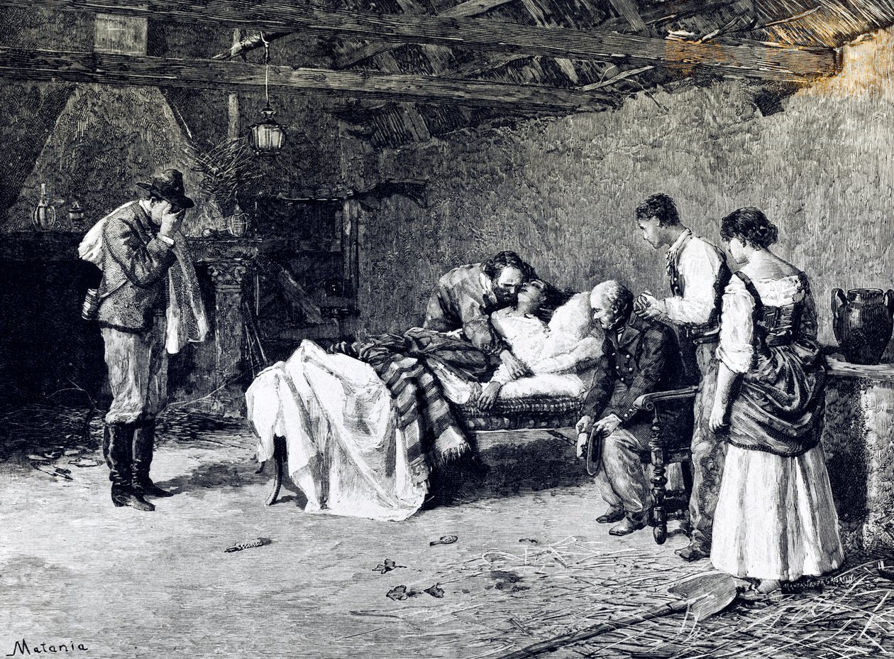 Morte de Anita Garibaldi na fazenda do Marquês Guiccioli (ilustração) de Edouardo Matania