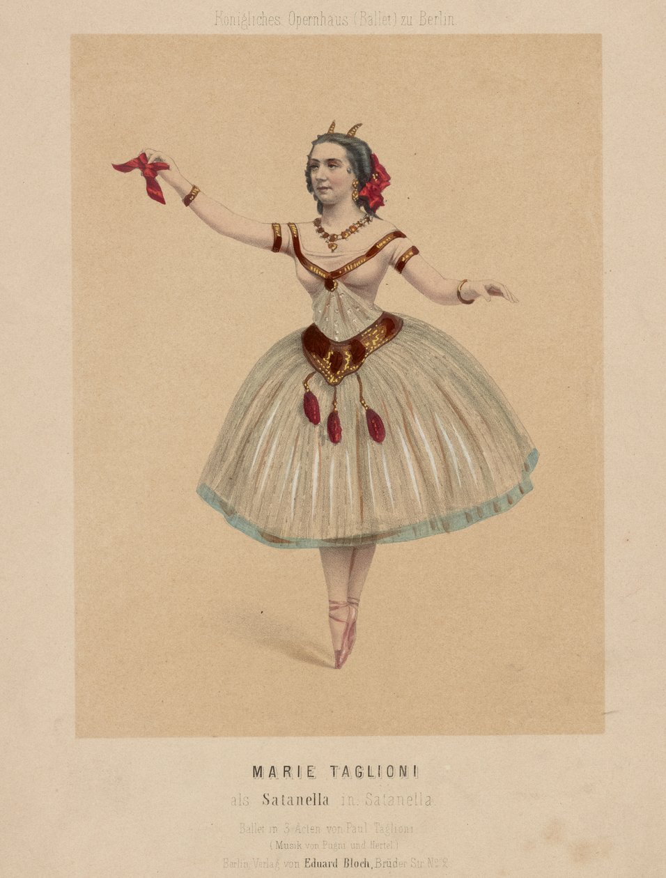 Marie Taglioni em Satanella, um Ballet em 3 Atos coreografado por Paul Taglioni, com música composta por Pugni e Hertel de Eduard Bloch