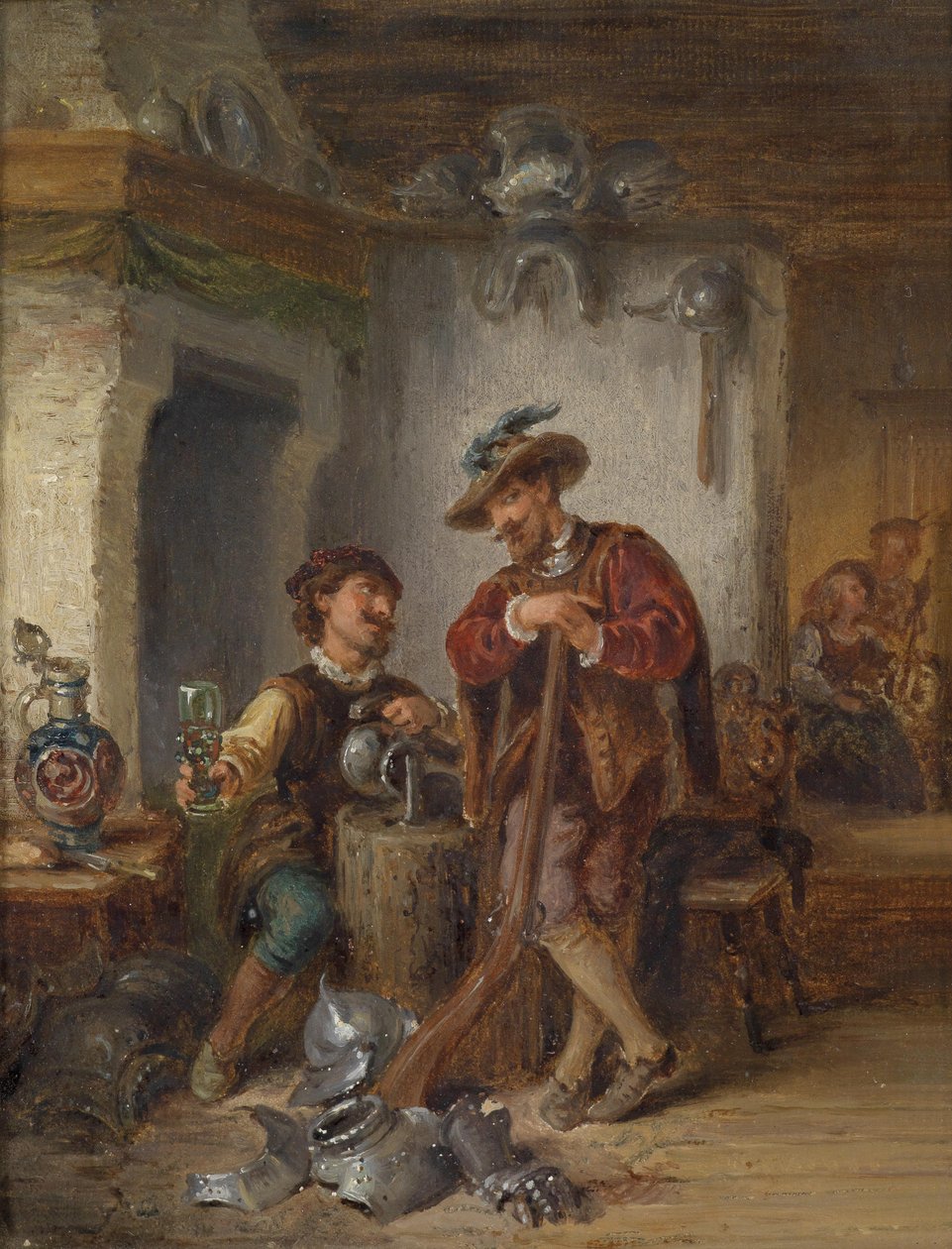 Taverna com soldados de escultura de Eduard Ender