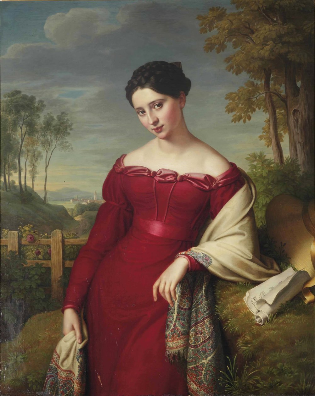 Retrato, de, um, jovem, elegante, senhora de Eduard Friedrich Leybold