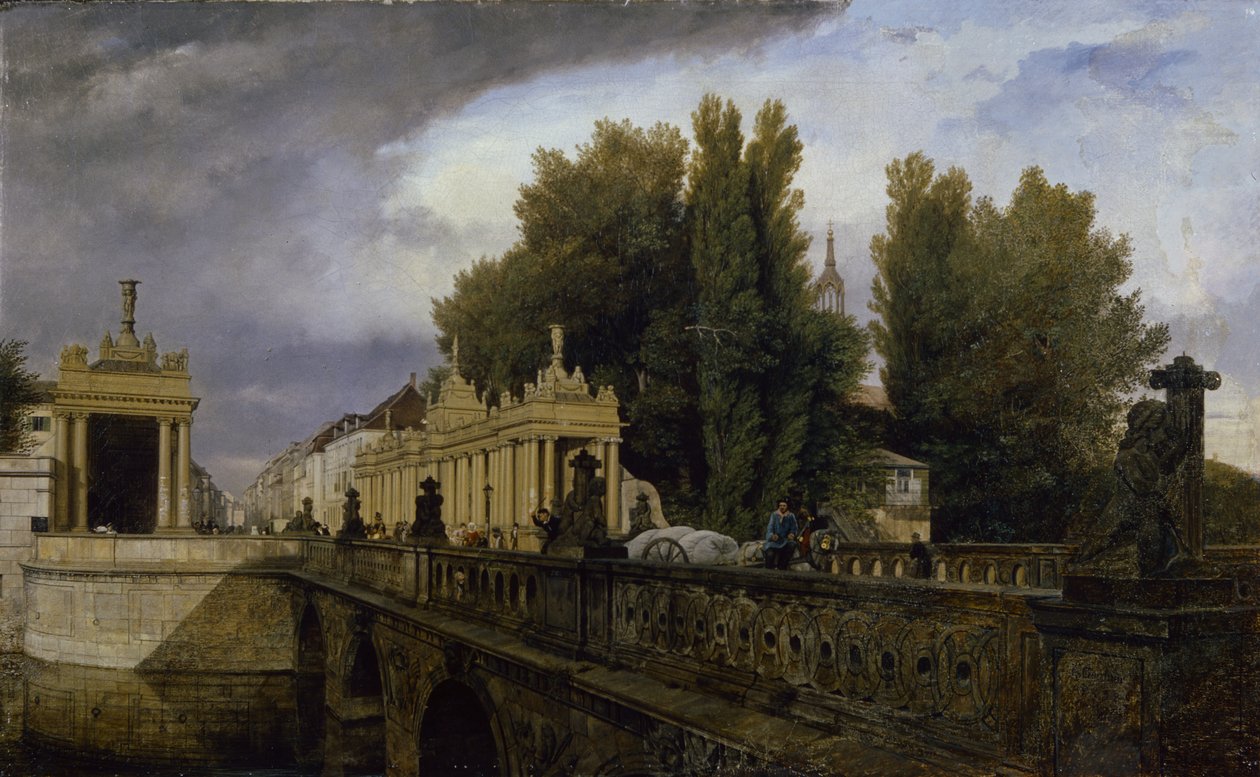 O Konigsbrucke na Konigsstrasse, Berlim, 1835 de Johann Philipp Eduard Gartner