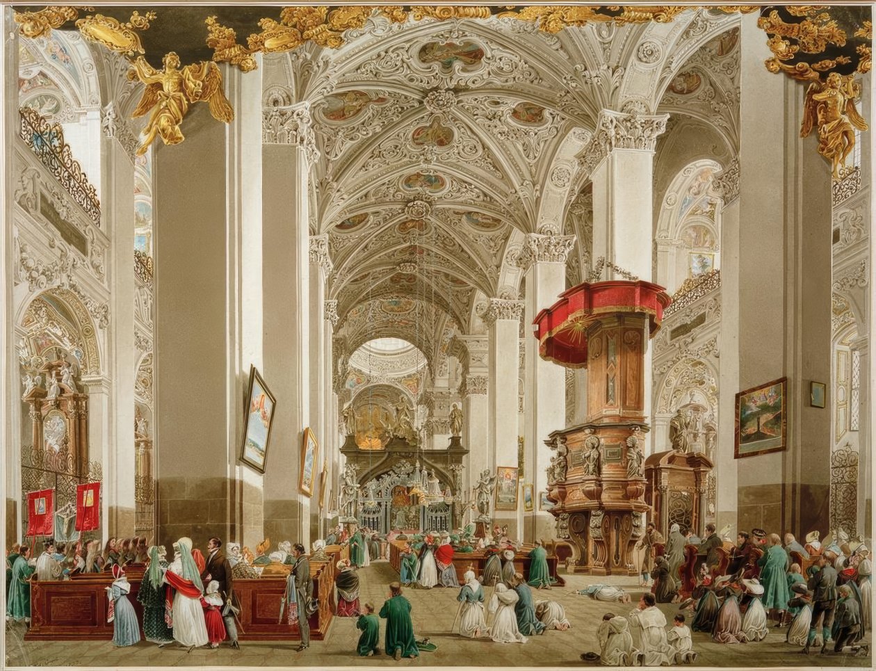 O interior da Basílica de Mariazell de Eduard Gurk