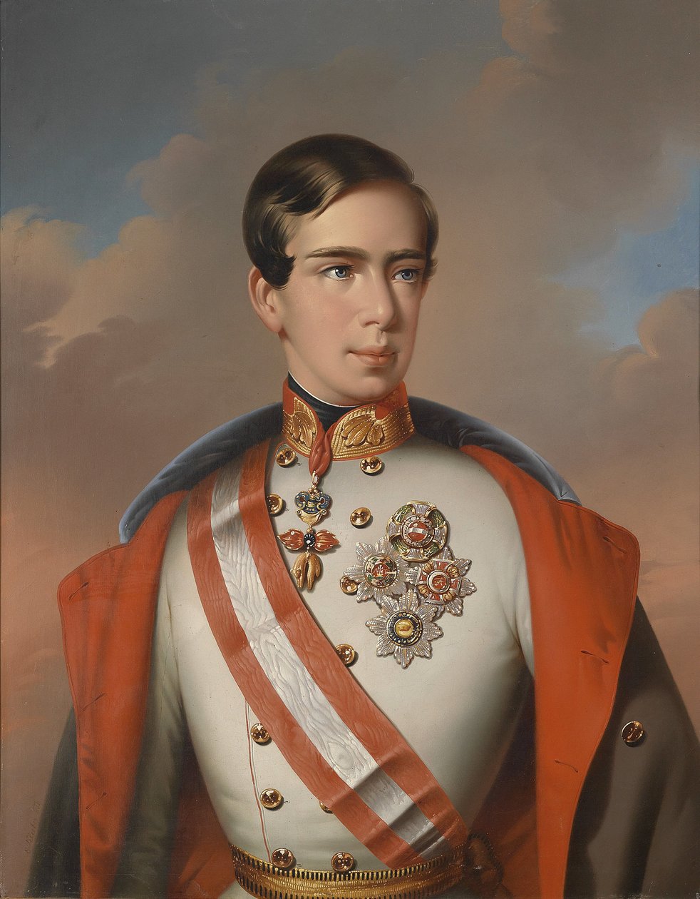 Imperador Franz Joseph I da Áustria no uniforme do Marechal de Campo com decorações de Eduard Klieber