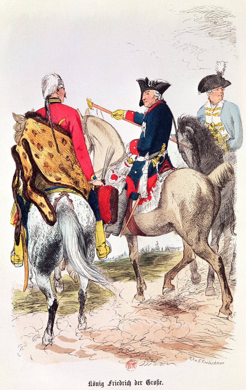 Frederico II (1712-86) o Grande, ilustração de &39;Frederic de Prusse&39; por E. Lange de Eduard Kretzschmar