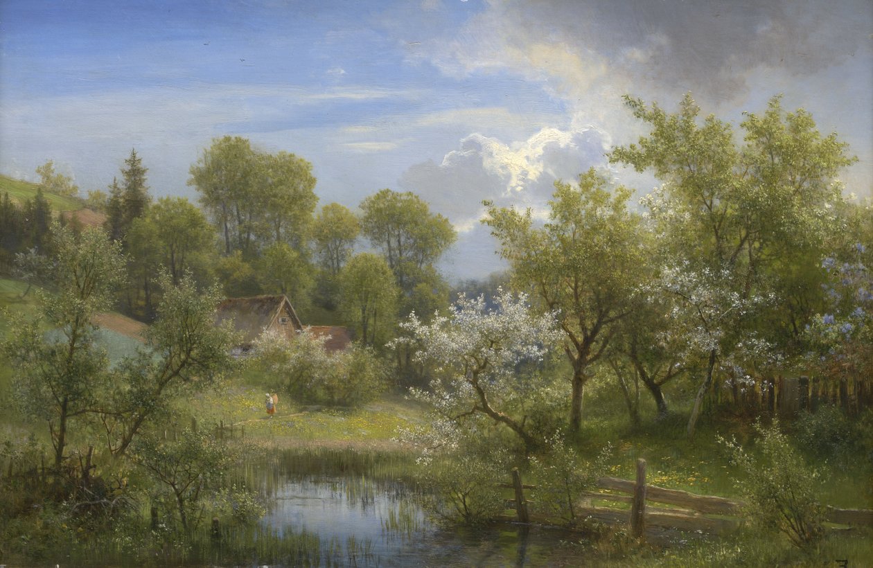 Fruteiras floridas perto de Loschwitz de Eduard Leonhardi