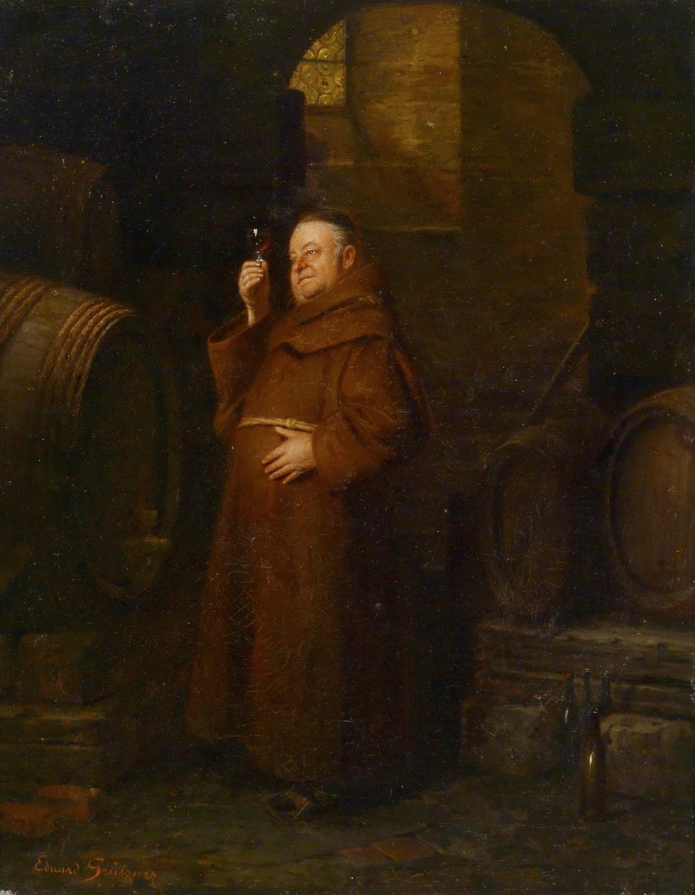 Monge na degustação de vinhos de Eduard von Grutzner