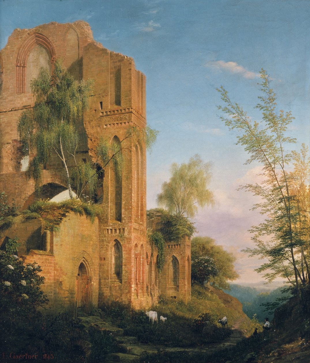 Vista das ruínas do mosteiro de Lehnin de Eduard Gaertner