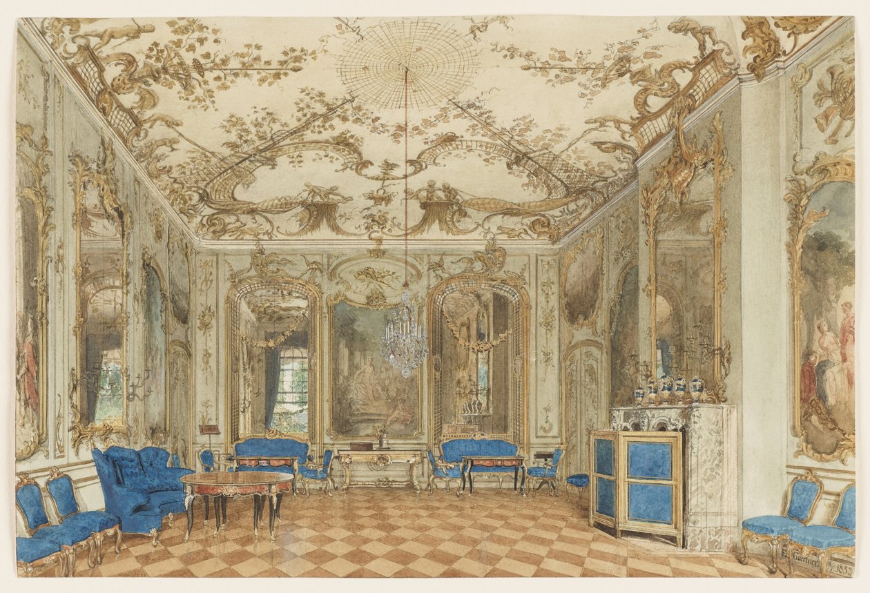 Sala de Concertos do Palácio de Sanssouci, Potsdam, Alemanha de Eduard Gaertner
