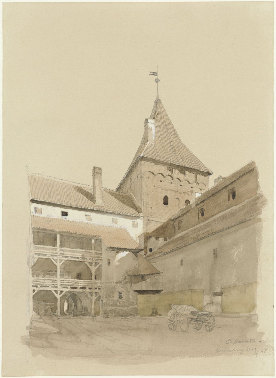 O pátio do castelo de Neidenburg de Eduard Gaertner