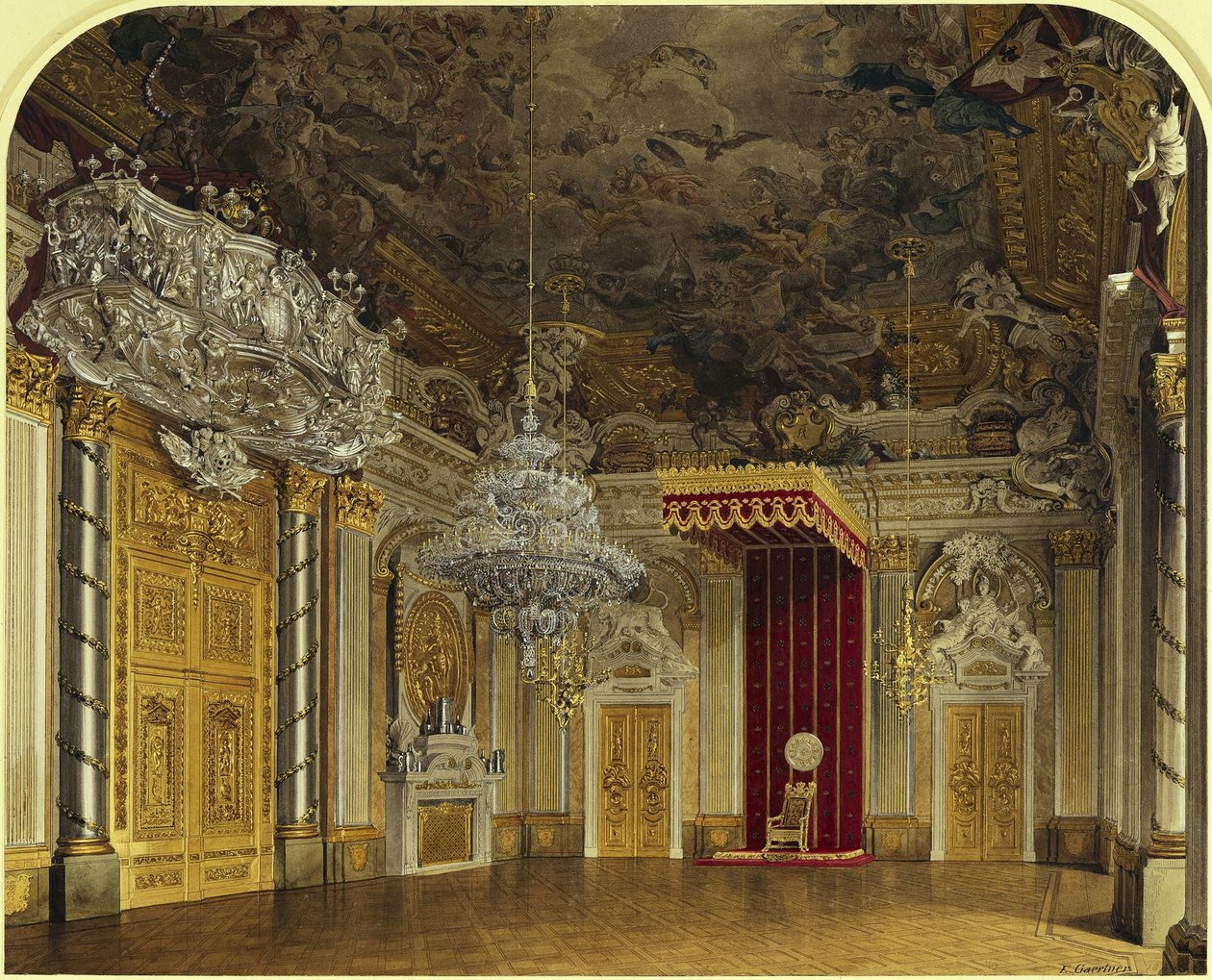 O salão dos cavaleiros no Palácio Real de Berlim de Eduard Gaertner