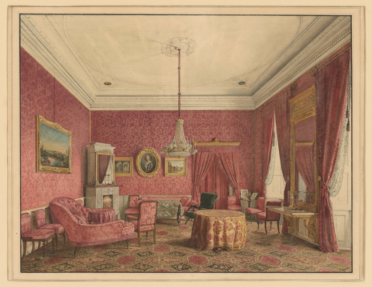 O salão do conde Moritz von Putbus de Eduard Gaertner