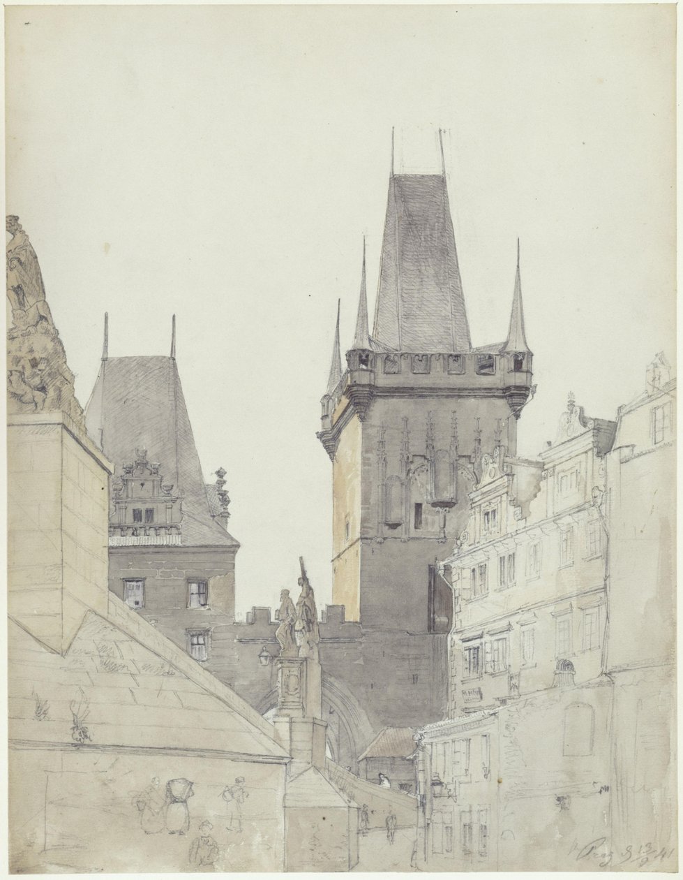 A ponte sobre o Vltava na Cidade Pequena de Praga de Eduard Gaertner