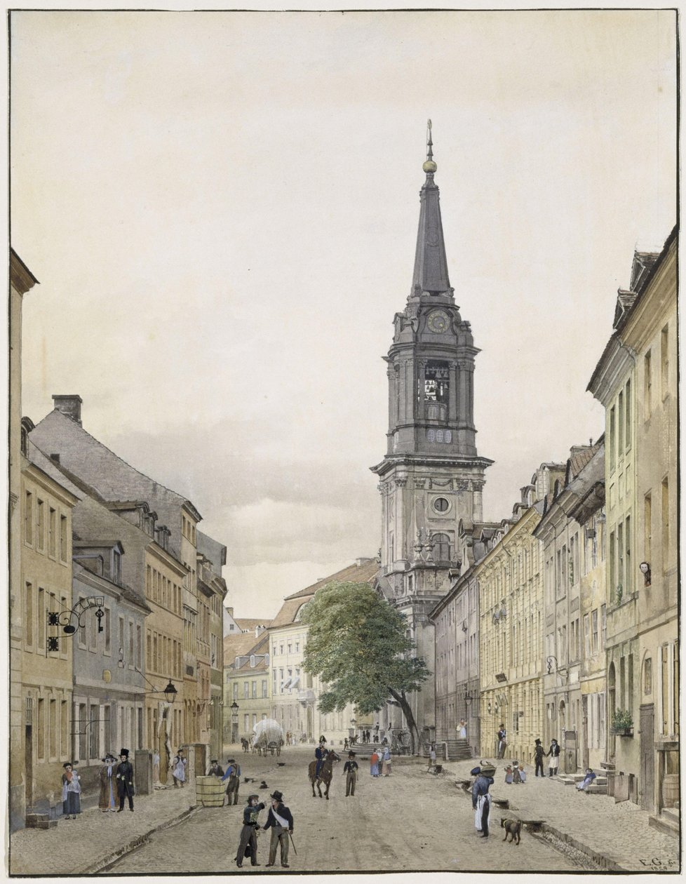 Klosterstraße com a Igreja Paroquial em Berlim de Eduard Gaertner