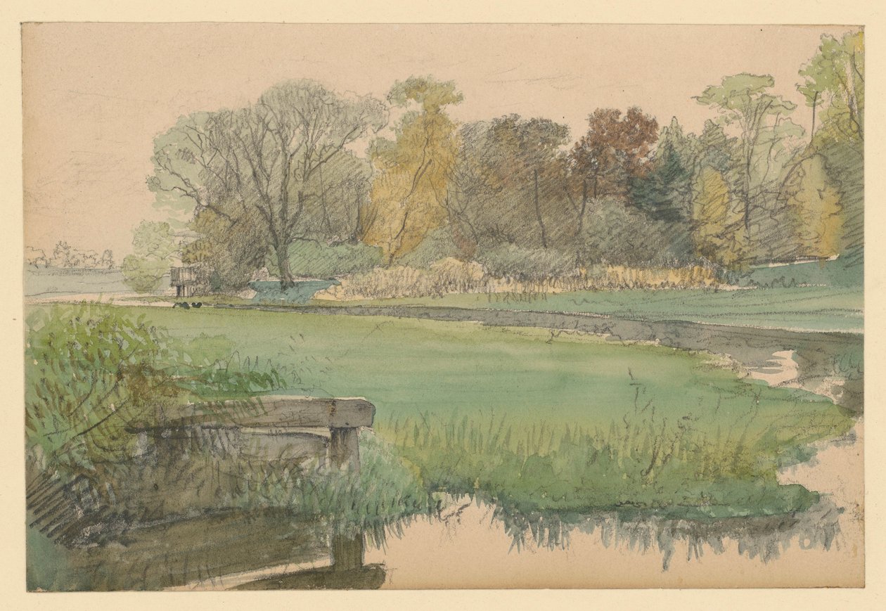 Paisagem com prado e ribeiro de Eduard Gaertner