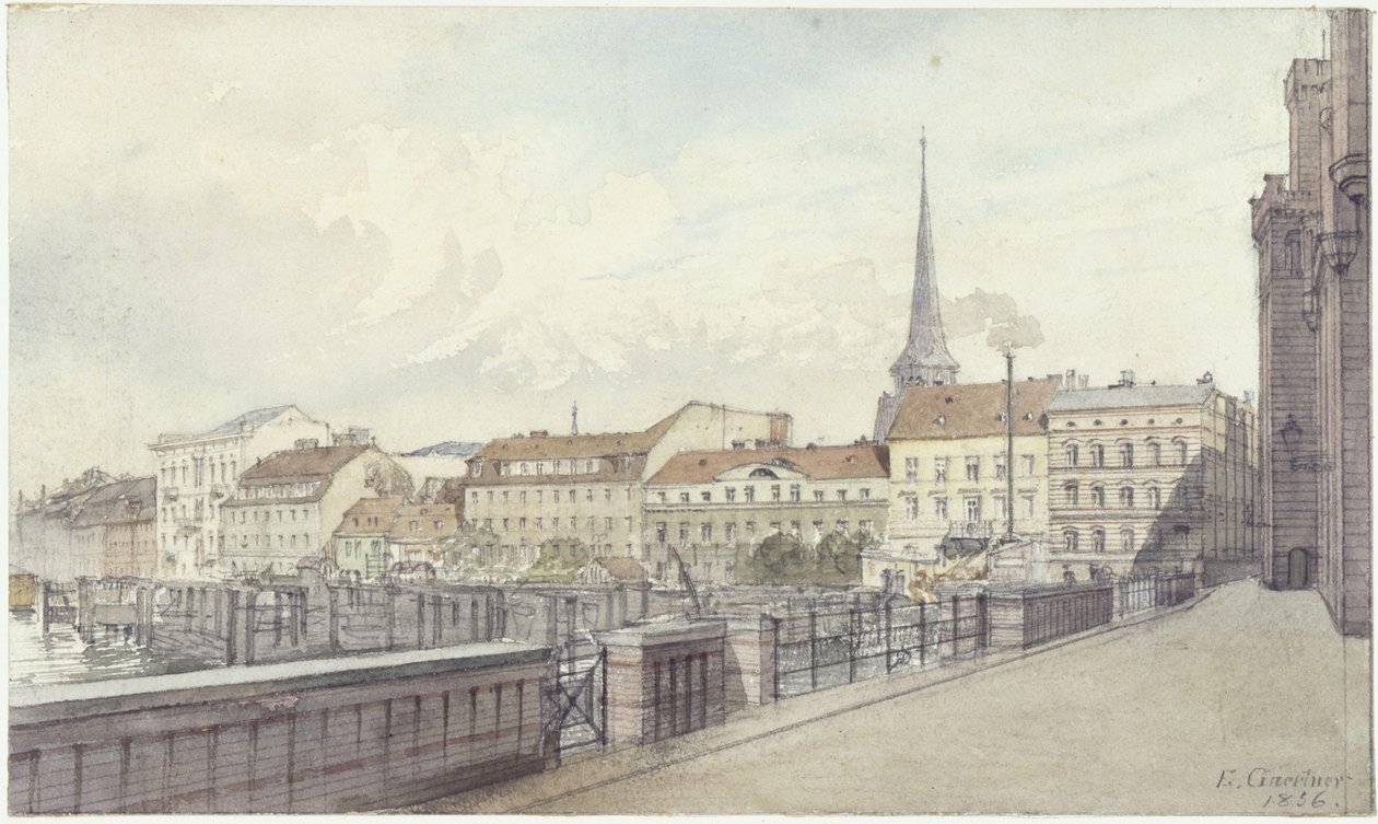 Mühlendamm e Burgstraße em Berlim de Eduard Gaertner