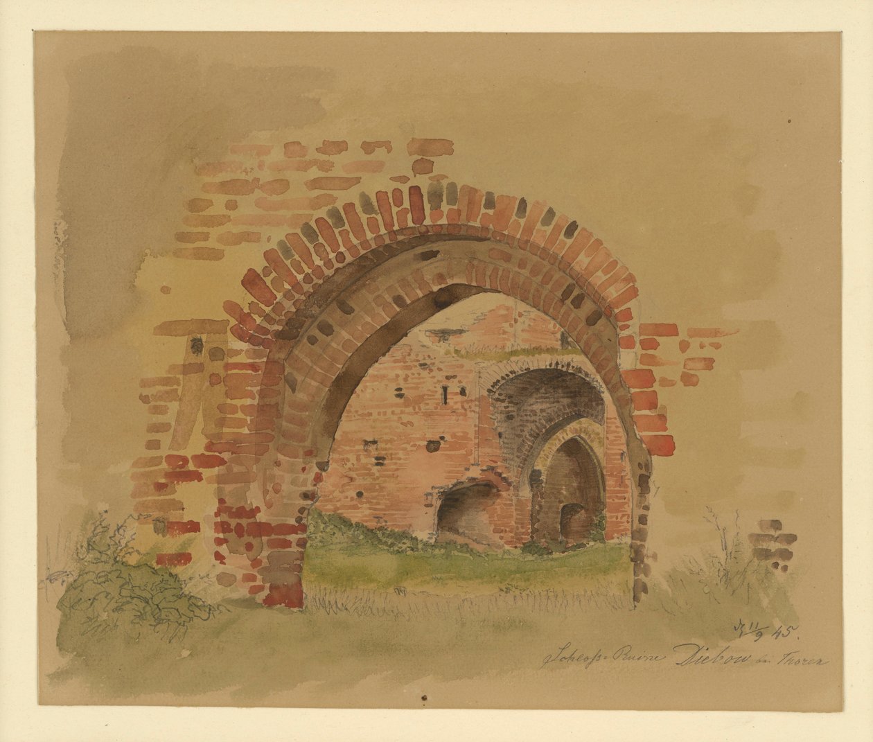 Ruínas do castelo de Diebow perto de Thorn de Eduard Gaertner