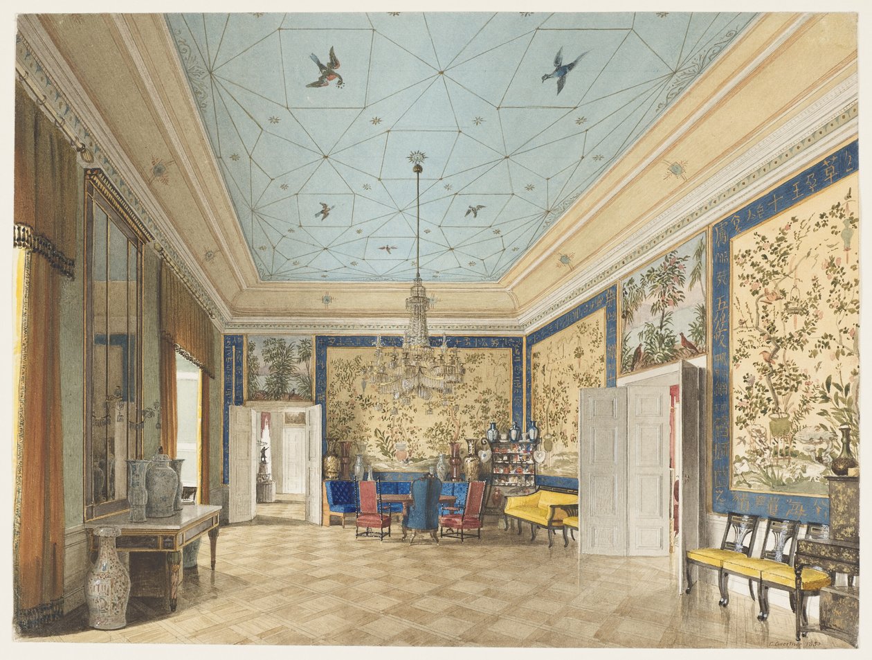 A sala chinesa no Palácio Real, Berlim de Eduard Gaertner