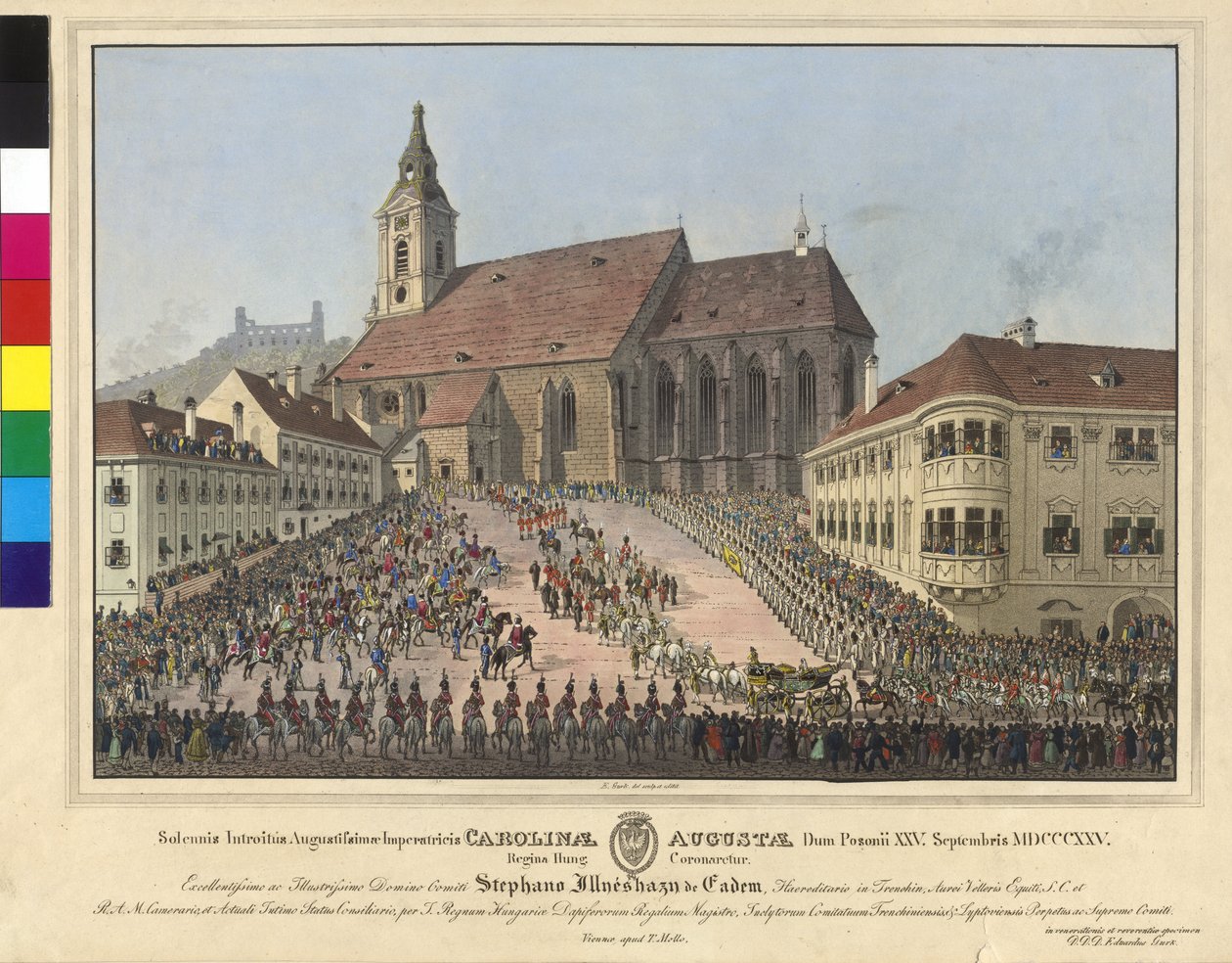 Coroação da Imperatriz Carolina Auguste a Rainha da Hungria em 25. setembro de 1825, em Bratislava de Eduard Gurk
