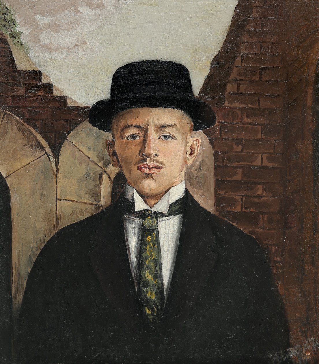Retrato do poeta Vasili Kamensky 1884-1961 em uma cartola, 1917 de Eduard Gustavovich Shiman