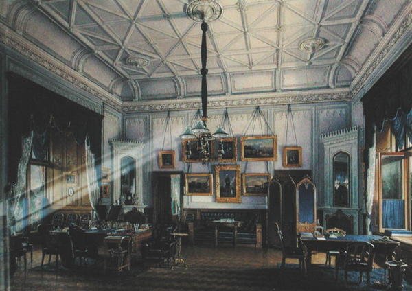 Estudo Azul do Imperador Alexandre II (1818-1881) no Palácio da Fazenda, 1860 (wc no papel) de Eduard Hau