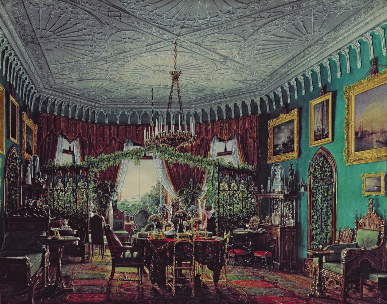 Sala de estar da Imperatriz Alexandra Feodorovna (1798-1860) de 1850 de Eduard Hau