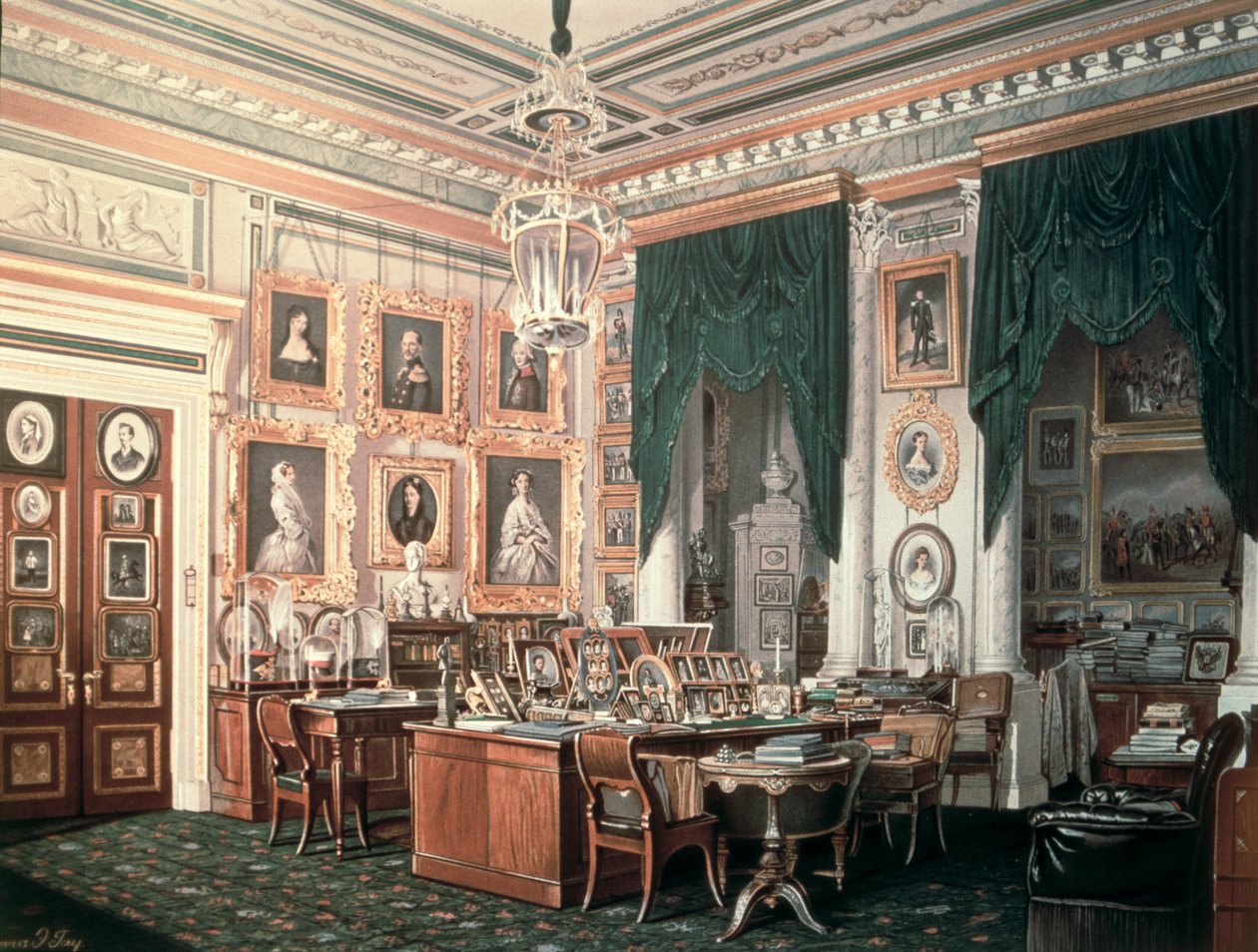 O estudo de Alexandre III (1845-94) no palácio de Gatchina, c.1881 de Eduard Hau