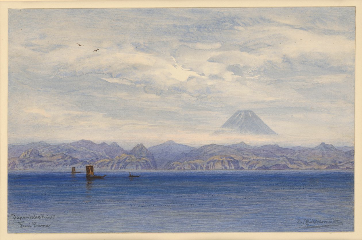 Costa japonesa com o monte Fuji de Eduard Hildebrandt