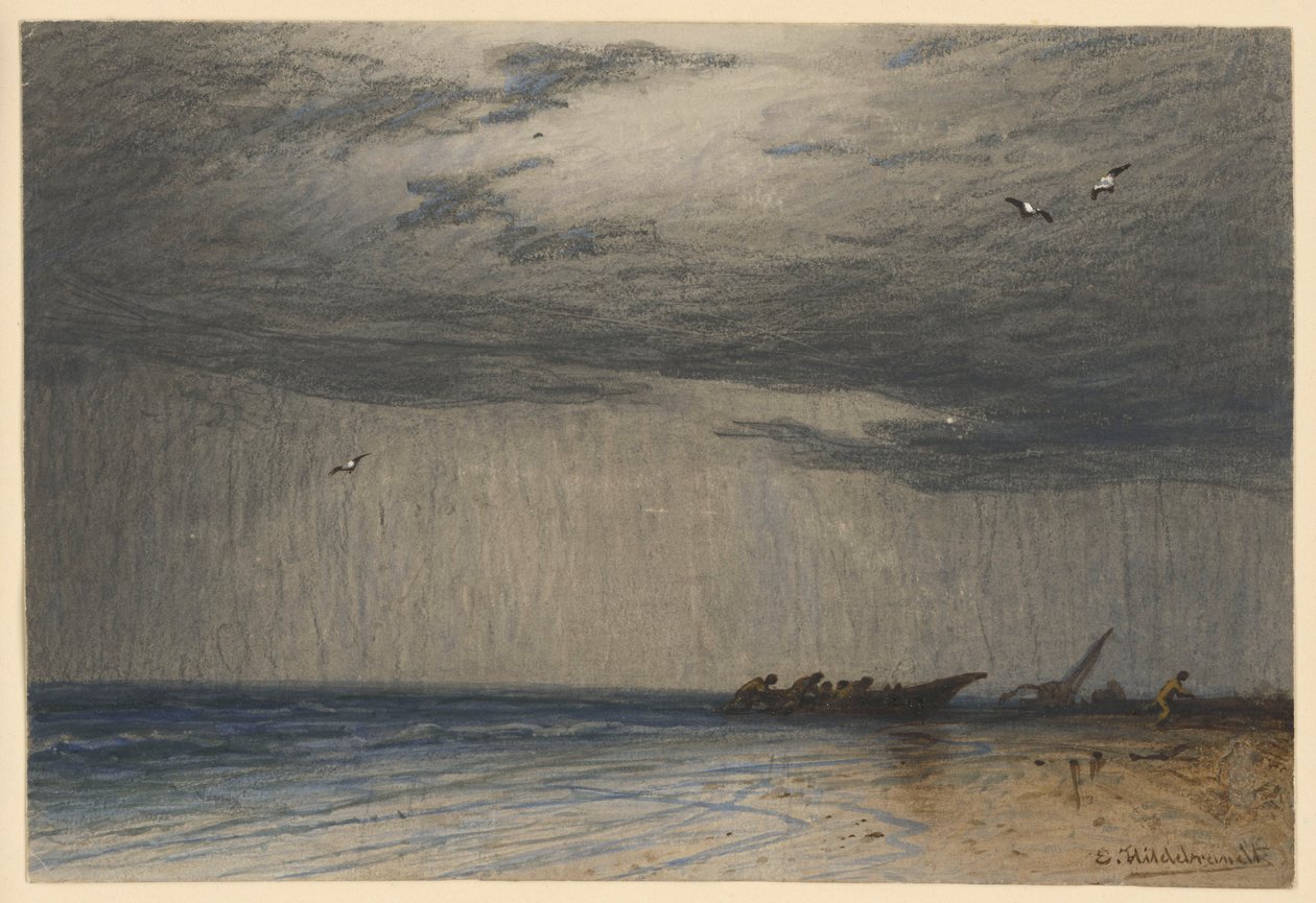 Tempestade na costa de Ceilão de Eduard Hildebrandt