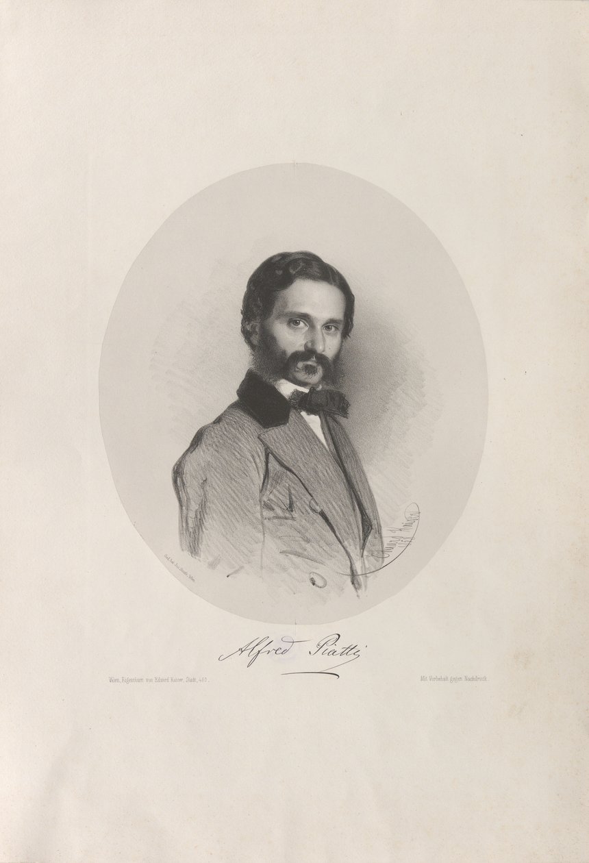 Retrato do violoncelista e compositor Alfredo Piatti 1822-1901, 1858. de Eduard Kaiser