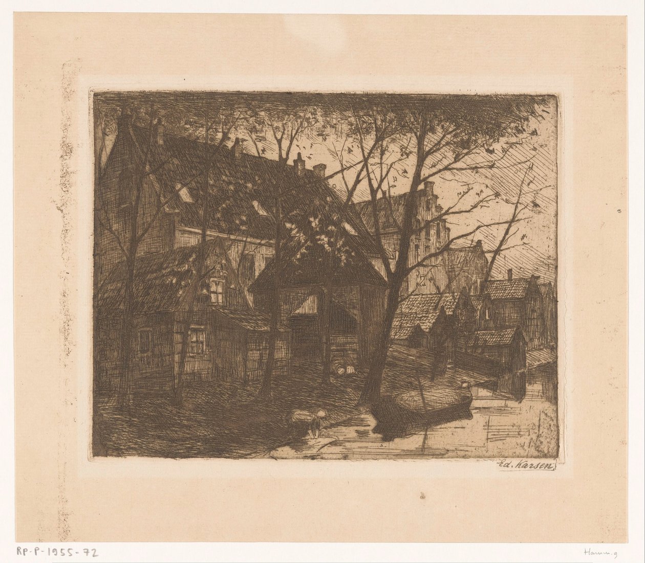 Costas das casas ao longo da orla de Eduard Karsen (signed by artist)
