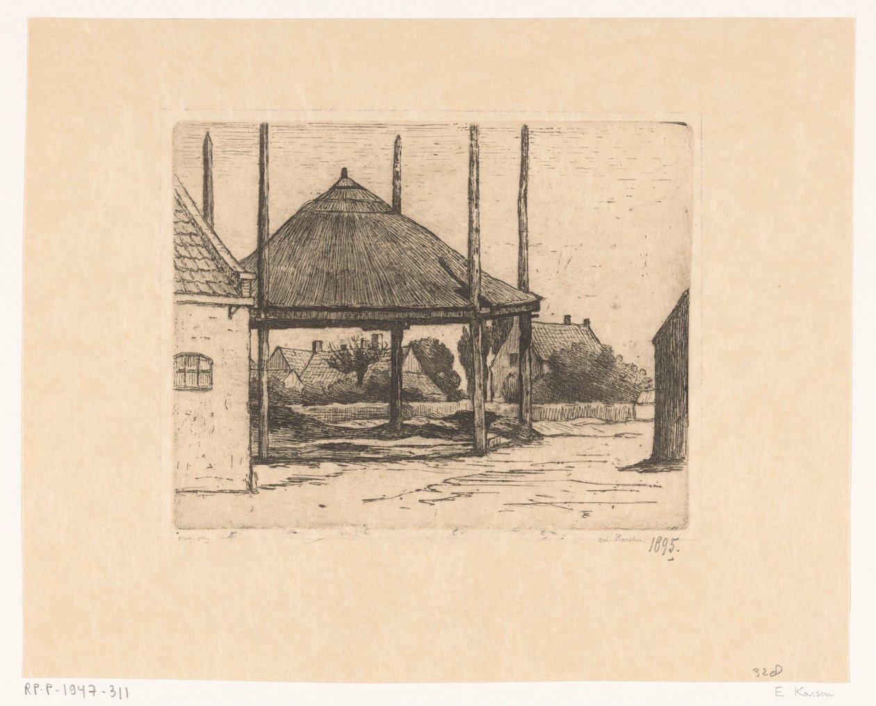 Quintal da fazenda com celeiro de feno vazio de Eduard Karsen (signed by artist)