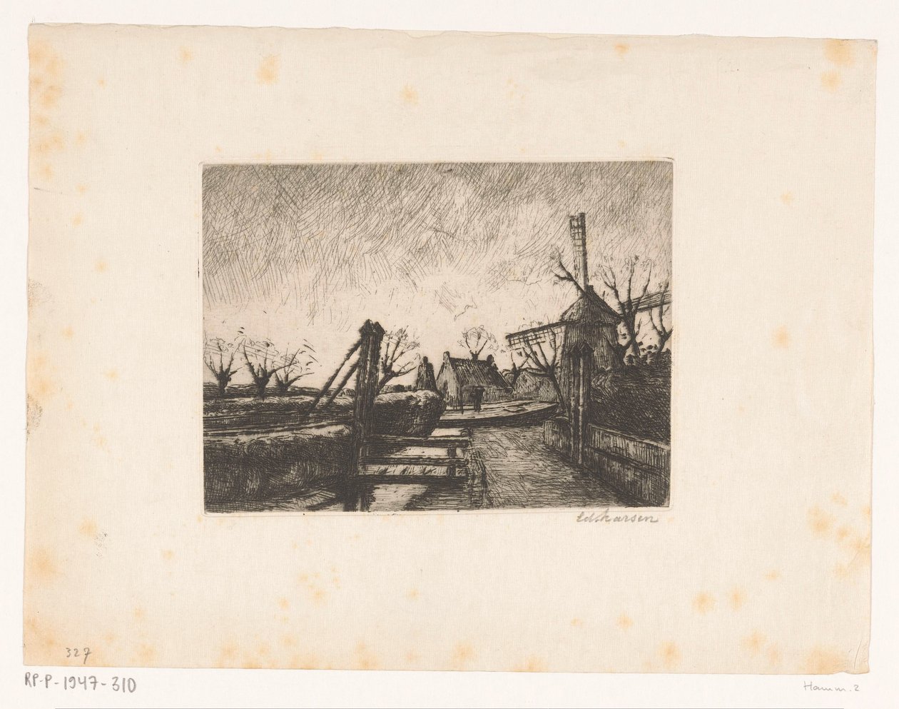 Caminho com ponte ao longo de uma vala de Eduard Karsen (signed by artist)
