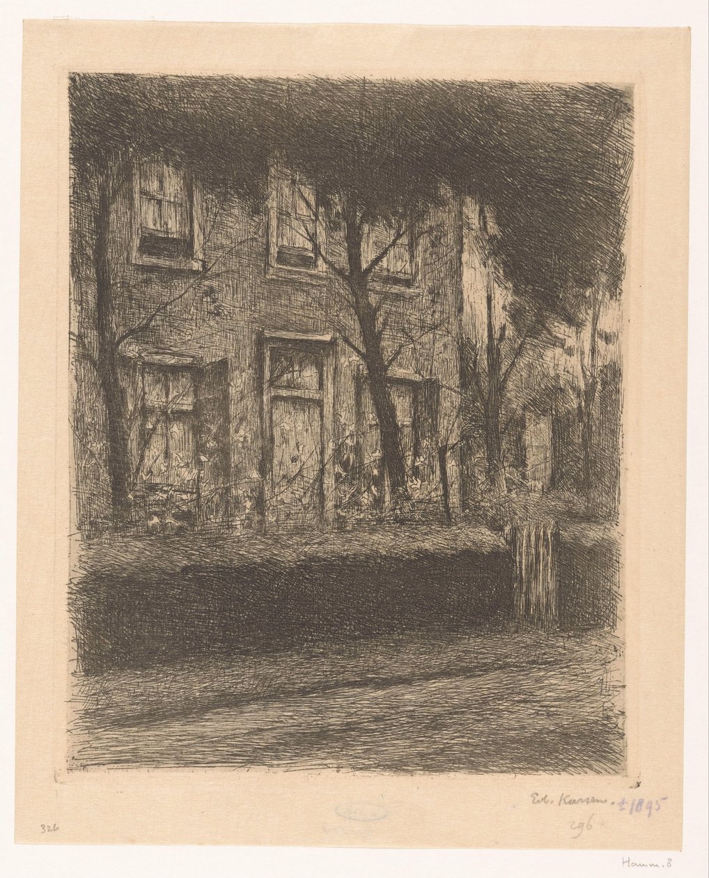 Jardim da frente de uma casa com cobertura de Eduard Karsen (signed by artist)