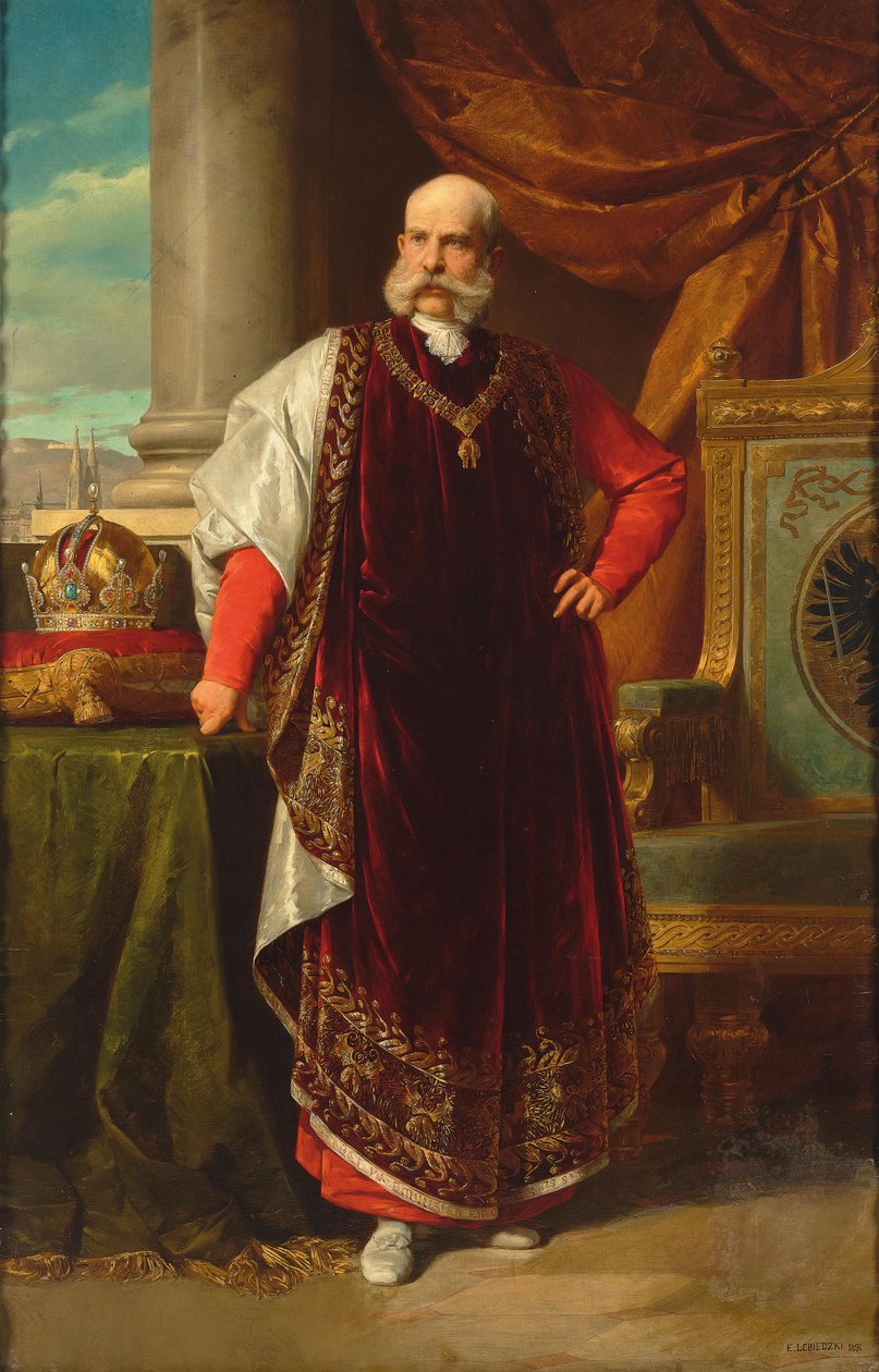 Retrato de Franz Joseph I da Áustria como Grão-Mestre do Tosão de Ouro, 1891. de Eduard Lebiedzki