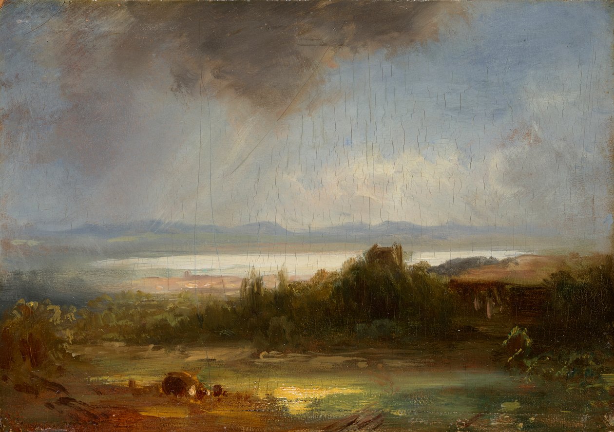 Castelo de Starnberg com o Lago Würm de Eduard Schleich der Ältere
