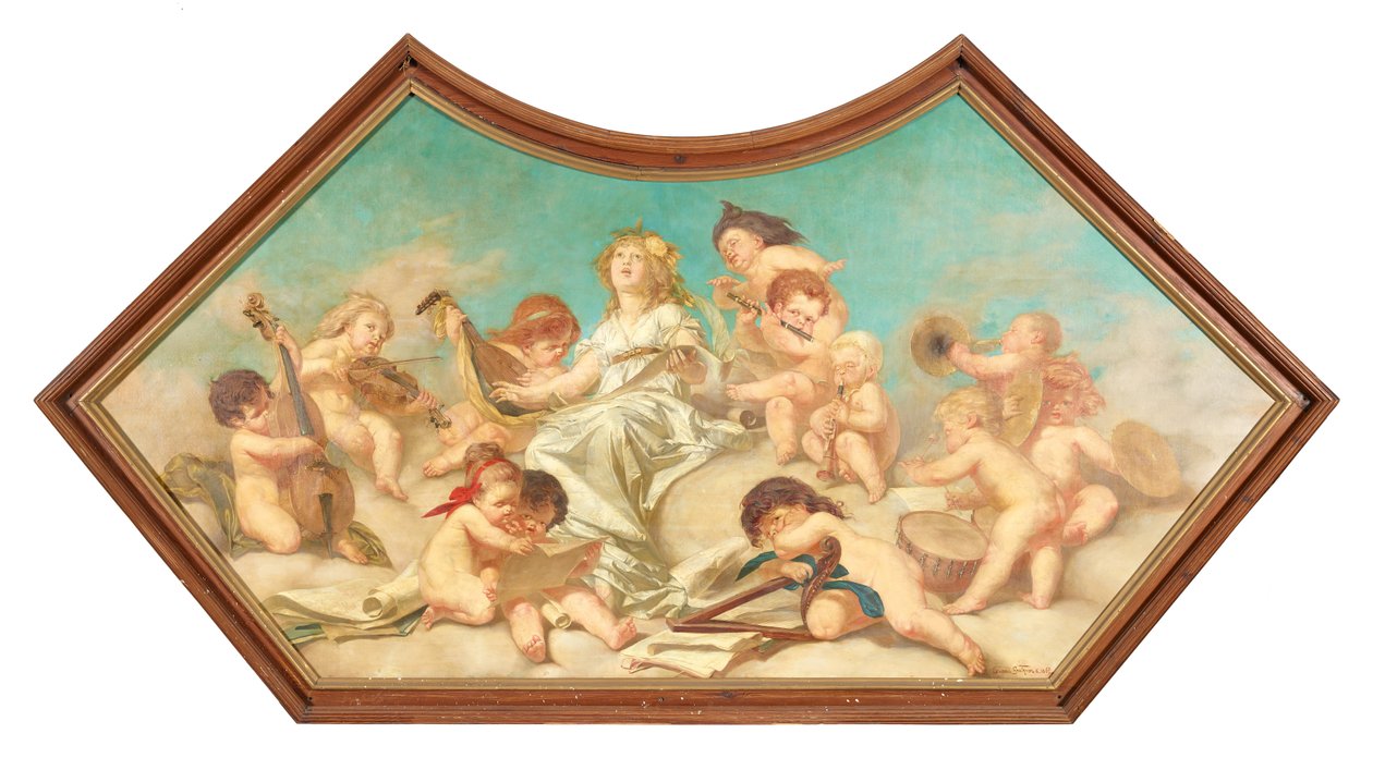 Parte de uma pintura do teto (alegoria da música - Santa Cecília) de Eduard Theodor Ritter von Grützner