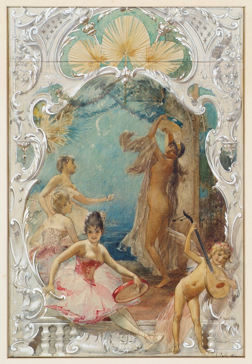 Dança (desenho para um mural na Varieté Ronacher, Viena) de Eduard Veith