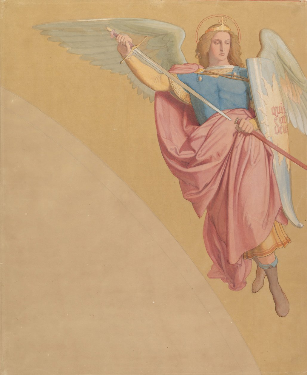Arcanjo desembainhando uma espada, 1825-86. de Eduard von Steinle