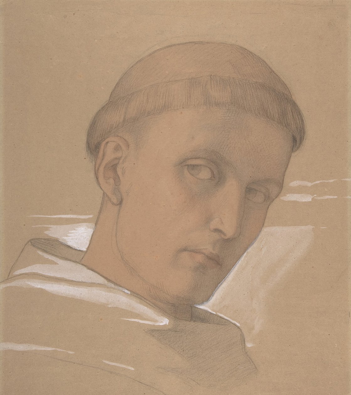 Estudo da Cabeça de Santo Agostinho, para a pintura da Madona com o Menino..., 1846. de Eduard von Steinle
