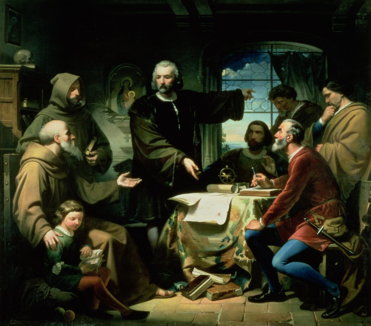 Cristóvão Colombo (1451-1506) no Mosteiro de la Rabida, 1856 de Eduardo Cano de la Peña