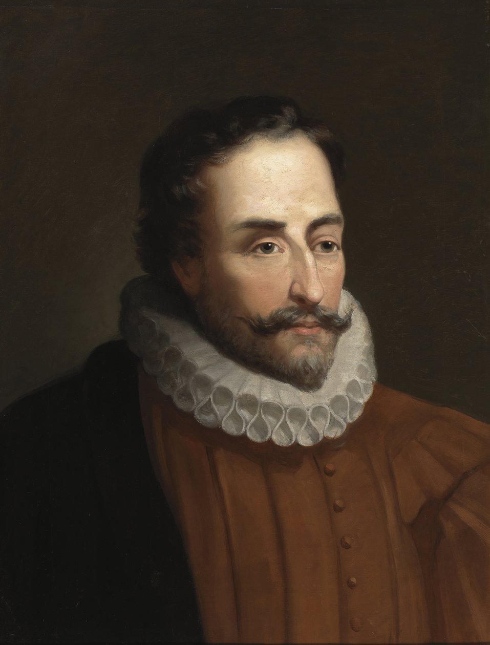 Retrato de Miguel de Cervantes (1547-1616), poeta e dramaturga espagnol - Arte académica : Retrato de Miguel de Cervantes Saavedra (1547-1615) par Balaca y Orejas-Canseco, Eduardo (1840-1914), ca. 1877. Óleo sobre tela, 58x46. Academia Real da História, M de Eduardo Balaca y Canseco