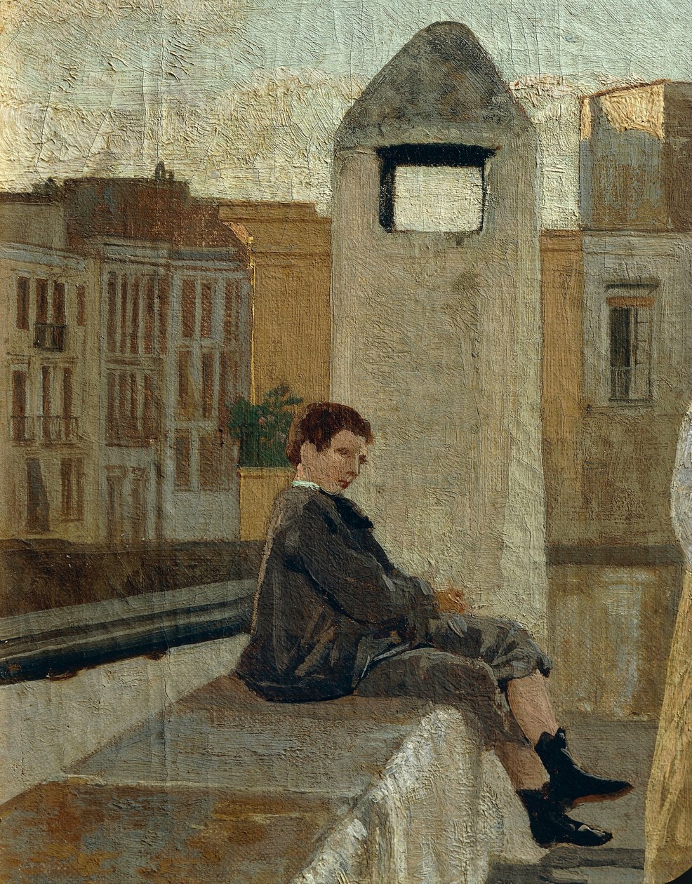 O terraço, de Edoardo Dalbono (1841-1915), óleo sobre painel, 45x30 cm. Detalhe. de Eduardo Dalbono