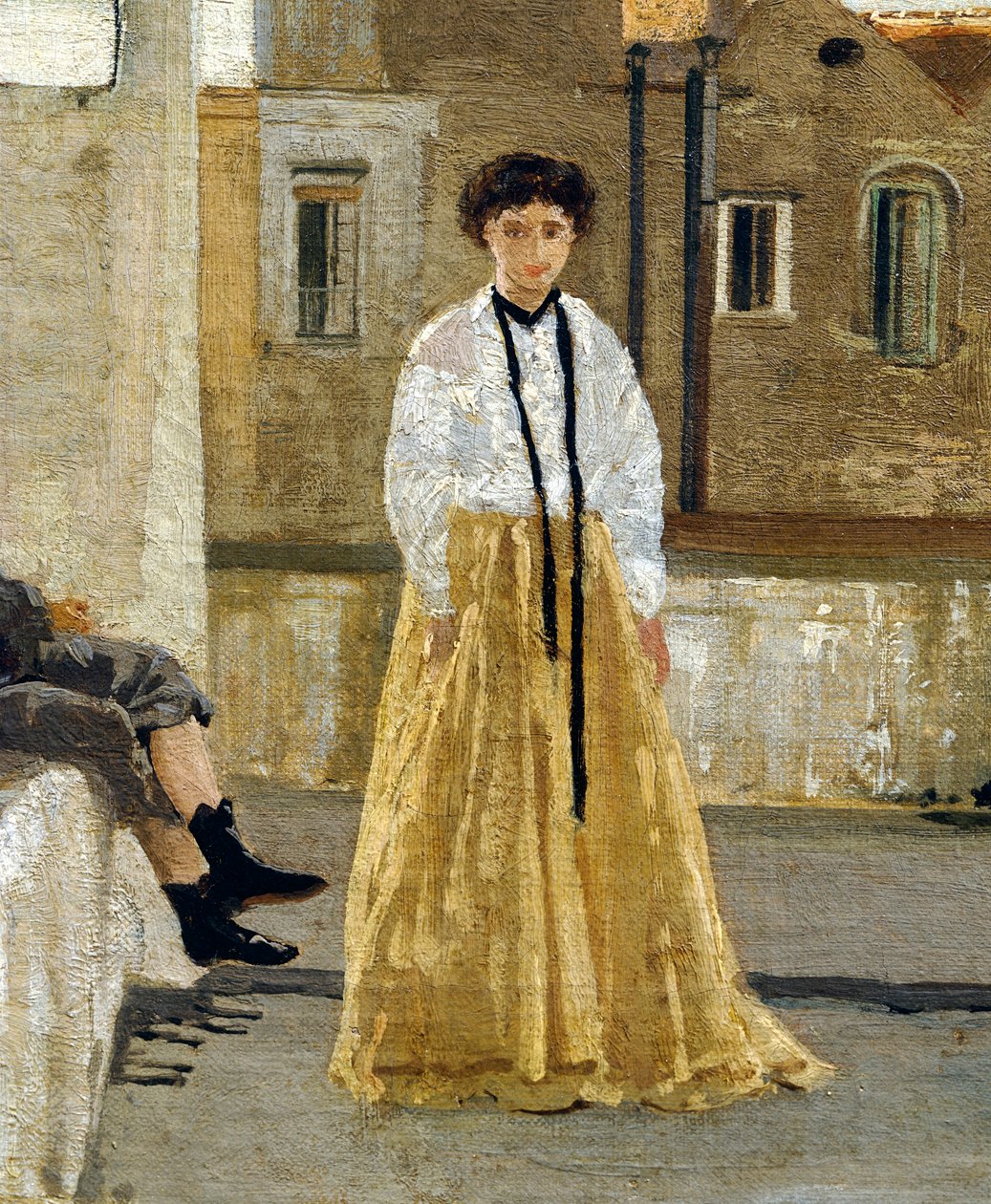 O terraço, de Edoardo Dalbono (1841-1915), óleo sobre painel, 45x30 cm. Detalhe. de Eduardo Dalbono