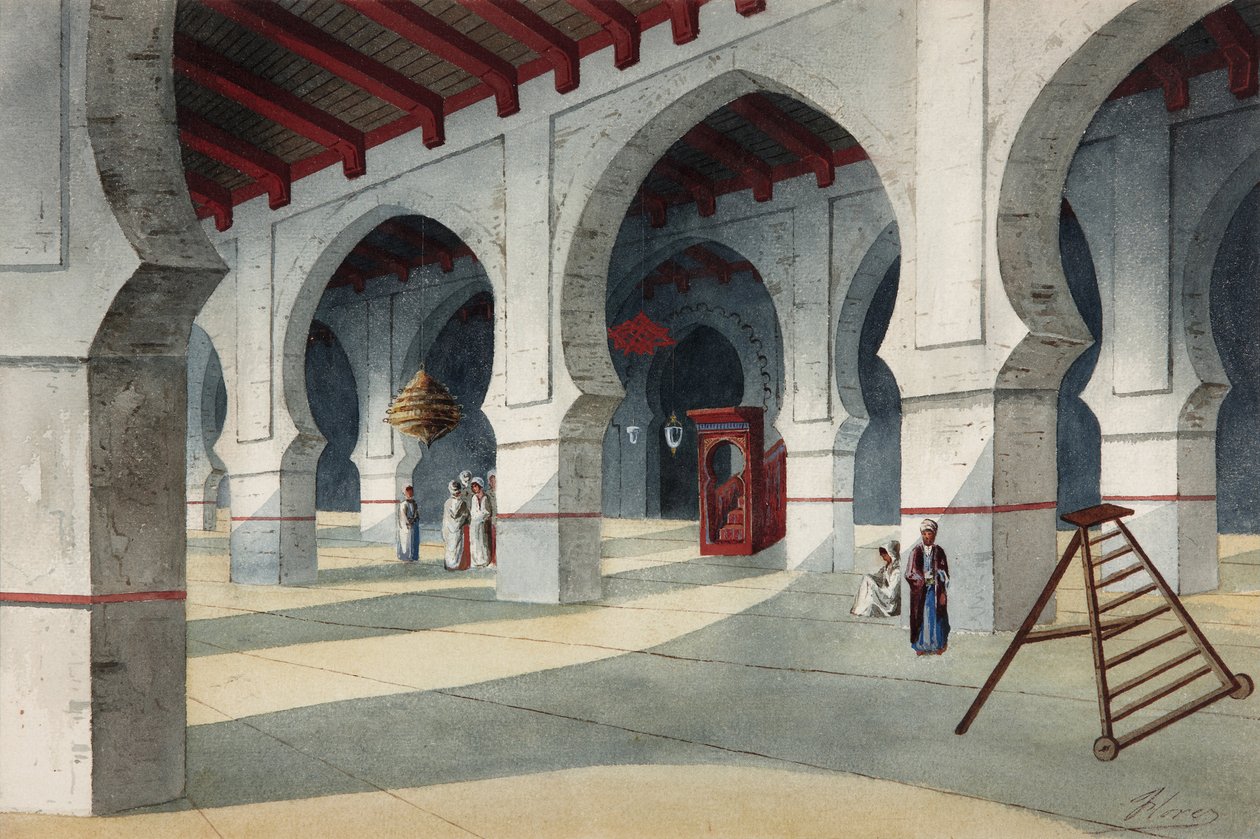 Grande Mesquita - Flores Ibanez, Eduardo (activa 1870-1889) - Aguarela sobre papel - 25,5x38 - Museo Carmen Thyssen, Málaga de Eduardo Flores Ibáñez