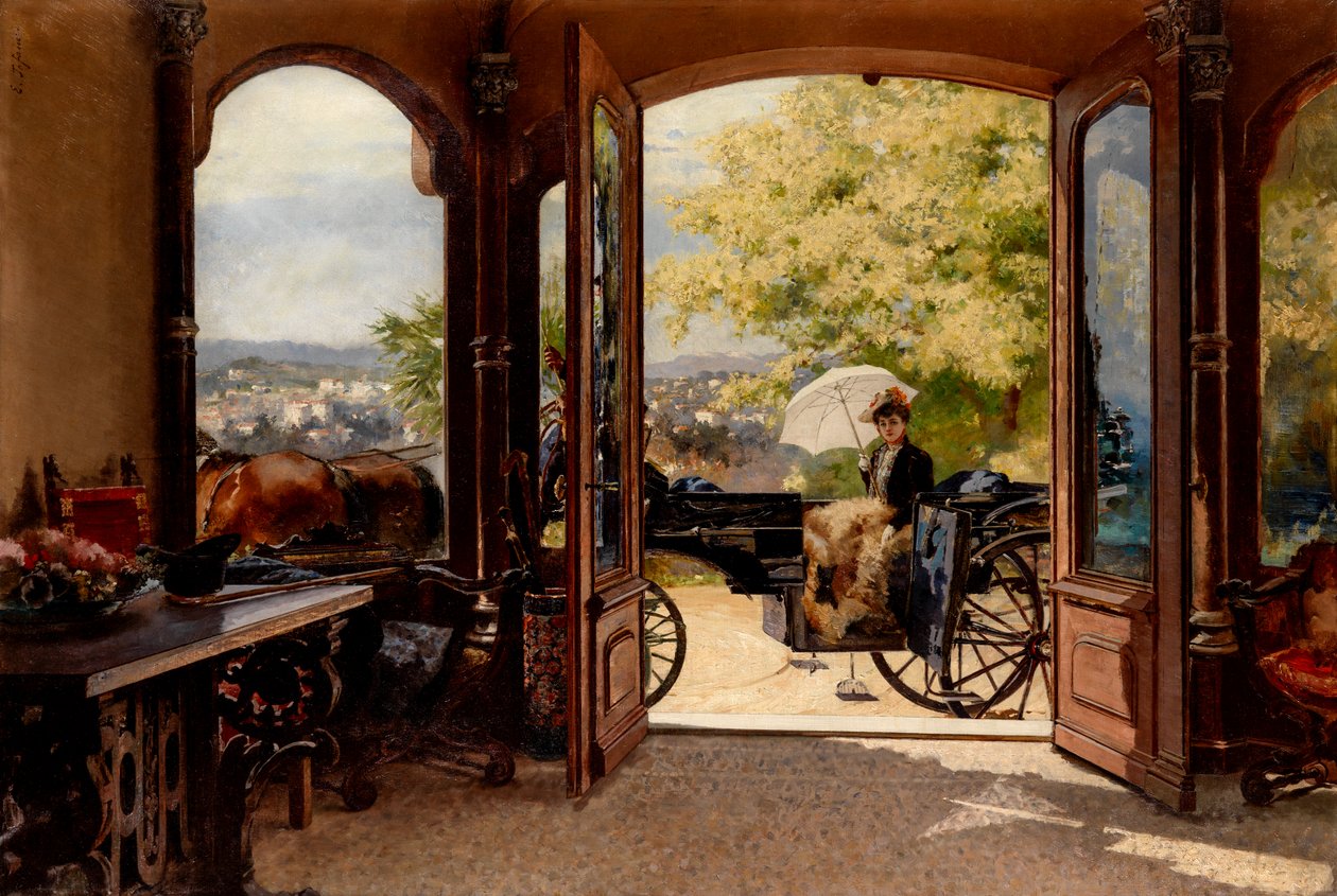 A visita (En visite) (óleo sobre tela) de Eduardo Tofano